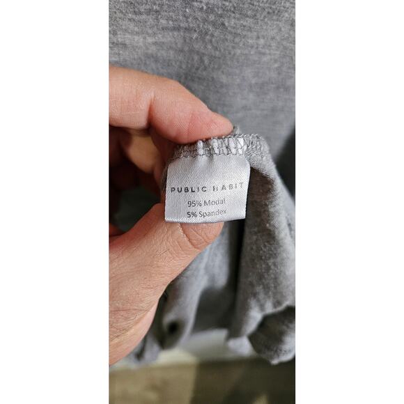 Public Habit Women's XL Short Sleeve V-Neck Slub Tee Shirt Light Gray Basic - Picture 6 of 6